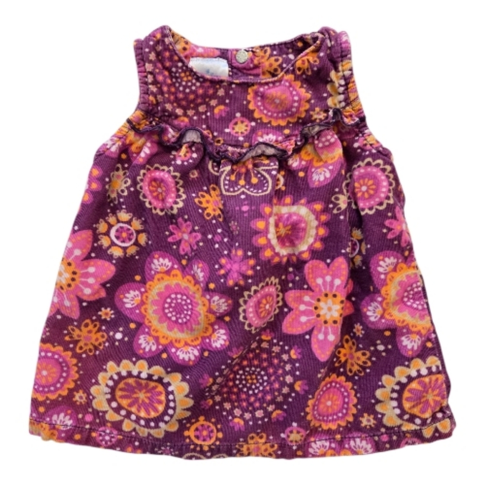 Vintage Y2k Orange Purple Pink Paisley Mandala Corduroy Floral Sleeveless Dress
